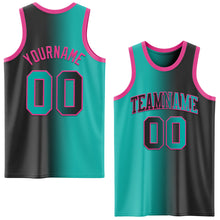 Laden Sie das Bild in den Galerie-Viewer, Custom Black Aqua-Pink Authentic Gradient Fashion Basketball Jersey