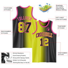 Laden Sie das Bild in den Galerie-Viewer, Custom Black Neon Yellow-Pink Authentic Gradient Fashion Basketball Jersey