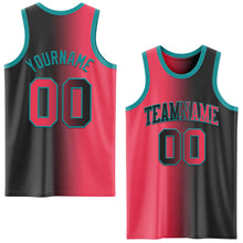 Laden Sie das Bild in den Galerie-Viewer, Custom Black Neon Pink-Teal Authentic Gradient Fashion Basketball Jersey