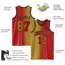 Laden Sie das Bild in den Galerie-Viewer, Custom Red Old Gold-Black Authentic Gradient Fashion Basketball Jersey