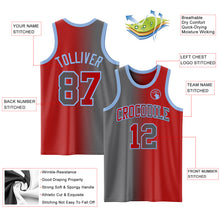 Laden Sie das Bild in den Galerie-Viewer, Custom Red Steel Gray-Light Blue Authentic Gradient Fashion Basketball Jersey