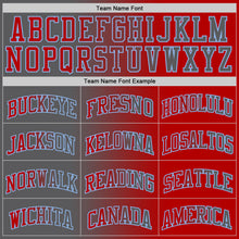 Laden Sie das Bild in den Galerie-Viewer, Custom Red Steel Gray-Light Blue Authentic Gradient Fashion Basketball Jersey