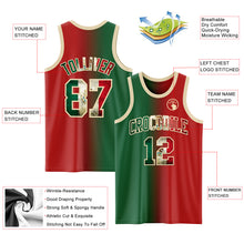 Laden Sie das Bild in den Galerie-Viewer, Custom Red Vintage Mexican Flag Kelly Green-Cream Authentic Gradient Fashion Basketball Jersey