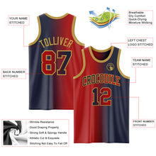 Laden Sie das Bild in den Galerie-Viewer, Custom Navy Red-Old Gold Authentic Gradient Fashion Basketball Jersey