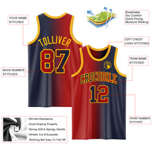 Laden Sie das Bild in den Galerie-Viewer, Custom Navy Red-Gold Authentic Gradient Fashion Basketball Jersey