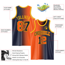 Laden Sie das Bild in den Galerie-Viewer, Custom Navy Orange-Gold Authentic Gradient Fashion Basketball Jersey