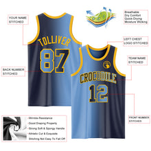 Laden Sie das Bild in den Galerie-Viewer, Custom Navy Light Blue-Gold Authentic Gradient Fashion Basketball Jersey