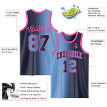 Laden Sie das Bild in den Galerie-Viewer, Custom Navy Light Blue-Pink Authentic Gradient Fashion Basketball Jersey
