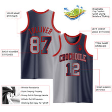 Laden Sie das Bild in den Galerie-Viewer, Custom Navy Gray-Red Authentic Gradient Fashion Basketball Jersey