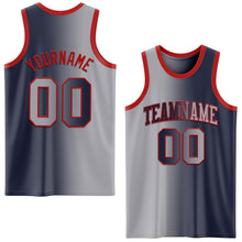 Laden Sie das Bild in den Galerie-Viewer, Custom Navy Gray-Red Authentic Gradient Fashion Basketball Jersey