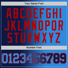 Laden Sie das Bild in den Galerie-Viewer, Custom Navy Powder Blue-Red Authentic Gradient Fashion Basketball Jersey