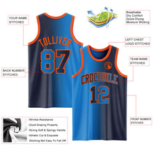 Laden Sie das Bild in den Galerie-Viewer, Custom Navy Powder Blue-Orange Authentic Gradient Fashion Basketball Jersey