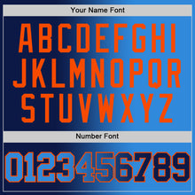 Laden Sie das Bild in den Galerie-Viewer, Custom Navy Powder Blue-Orange Authentic Gradient Fashion Basketball Jersey