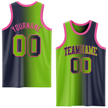 Laden Sie das Bild in den Galerie-Viewer, Custom Navy Neon Green-Pink Authentic Gradient Fashion Basketball Jersey