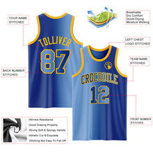 Laden Sie das Bild in den Galerie-Viewer, Custom Royal Light Blue-Gold Authentic Gradient Fashion Basketball Jersey