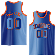 Laden Sie das Bild in den Galerie-Viewer, Custom Royal Light Blue-Orange Authentic Gradient Fashion Basketball Jersey
