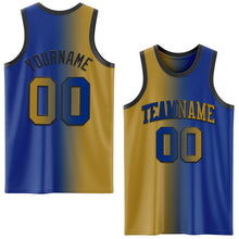 Загрузить изображение в средство просмотра галереи, Custom Royal Old Gold-Black Authentic Gradient Fashion Basketball Jersey