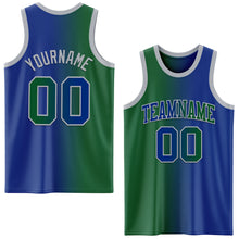 Laden Sie das Bild in den Galerie-Viewer, Custom Royal Kelly Green-Gray Authentic Gradient Fashion Basketball Jersey