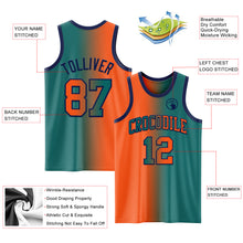 Загрузить изображение в средство просмотра галереи, Custom Teal Orange-Navy Authentic Gradient Fashion Basketball Jersey