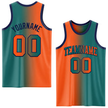 Загрузить изображение в средство просмотра галереи, Custom Teal Orange-Navy Authentic Gradient Fashion Basketball Jersey