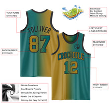 Загрузить изображение в средство просмотра галереи, Custom Teal Old Gold-Black Authentic Gradient Fashion Basketball Jersey