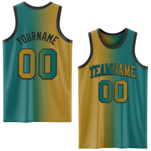 Загрузить изображение в средство просмотра галереи, Custom Teal Old Gold-Black Authentic Gradient Fashion Basketball Jersey