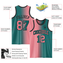 Загрузить изображение в средство просмотра галереи, Custom Teal Medium Pink-Black Authentic Gradient Fashion Basketball Jersey