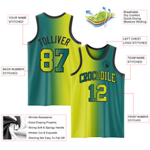 Загрузить изображение в средство просмотра галереи, Custom Teal Neon Yellow-Black Authentic Gradient Fashion Basketball Jersey