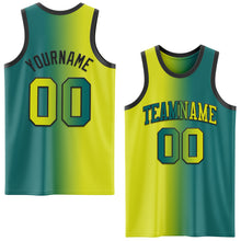 Загрузить изображение в средство просмотра галереи, Custom Teal Neon Yellow-Black Authentic Gradient Fashion Basketball Jersey