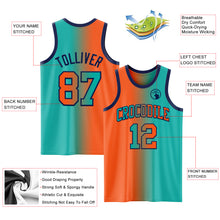 Laden Sie das Bild in den Galerie-Viewer, Custom Aqua Orange-Navy Authentic Gradient Fashion Basketball Jersey
