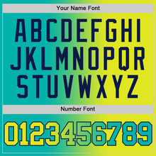 Laden Sie das Bild in den Galerie-Viewer, Custom Aqua Neon Yellow-Navy Authentic Gradient Fashion Basketball Jersey