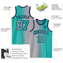 Laden Sie das Bild in den Galerie-Viewer, Custom Aqua Gray-Navy Authentic Gradient Fashion Basketball Jersey