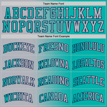 Laden Sie das Bild in den Galerie-Viewer, Custom Aqua Gray-Navy Authentic Gradient Fashion Basketball Jersey