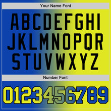 Laden Sie das Bild in den Galerie-Viewer, Custom Thunder Blue Neon Yellow-Black Authentic Gradient Fashion Basketball Jersey