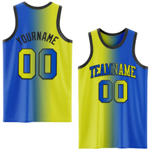 Laden Sie das Bild in den Galerie-Viewer, Custom Thunder Blue Neon Yellow-Black Authentic Gradient Fashion Basketball Jersey