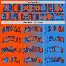 Laden Sie das Bild in den Galerie-Viewer, Custom Powder Blue Orange-Navy Authentic Gradient Fashion Basketball Jersey