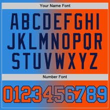 Laden Sie das Bild in den Galerie-Viewer, Custom Powder Blue Orange-Navy Authentic Gradient Fashion Basketball Jersey