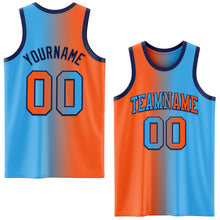 Загрузить изображение в средство просмотра галереи, Custom Sky Blue Orange-Navy Authentic Gradient Fashion Basketball Jersey