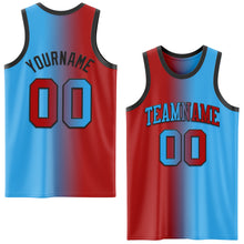 Загрузить изображение в средство просмотра галереи, Custom Sky Blue Red-Black Authentic Gradient Fashion Basketball Jersey