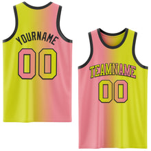 Laden Sie das Bild in den Galerie-Viewer, Custom Neon Yellow Medium Pink-Black Authentic Gradient Fashion Basketball Jersey