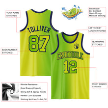 Laden Sie das Bild in den Galerie-Viewer, Custom Neon Yellow Neon Green-Navy Authentic Gradient Fashion Basketball Jersey