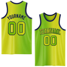 Laden Sie das Bild in den Galerie-Viewer, Custom Neon Yellow Neon Green-Navy Authentic Gradient Fashion Basketball Jersey