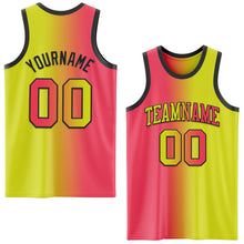Laden Sie das Bild in den Galerie-Viewer, Custom Neon Yellow Neon Pink-Black Authentic Gradient Fashion Basketball Jersey