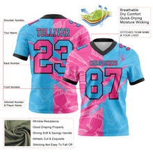 Load image into Gallery viewer, Custom Sky Blue Pink-Black Authentic Gradient Fashion Scratch Football Jersey