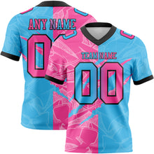 Load image into Gallery viewer, Custom Sky Blue Pink-Black Authentic Gradient Fashion Scratch Football Jersey