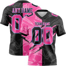 Load image into Gallery viewer, Custom Black Pink-Light Blue Authentic Gradient Fashion Scratch Football Jersey