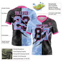 Load image into Gallery viewer, Custom Black Light Blue-Pink Authentic Gradient Fashion Scratch Football Jersey