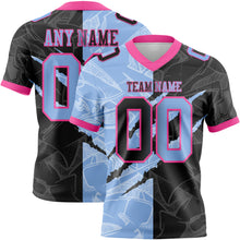 Load image into Gallery viewer, Custom Black Light Blue-Pink Authentic Gradient Fashion Scratch Football Jersey