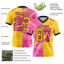 Laden Sie das Bild in den Galerie-Viewer, Custom Yellow Pink-Black Authentic Gradient Fashion Scratch Football Jersey