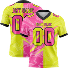 Laden Sie das Bild in den Galerie-Viewer, Custom Neon Yellow Pink-Black Authentic Gradient Fashion Scratch Football Jersey